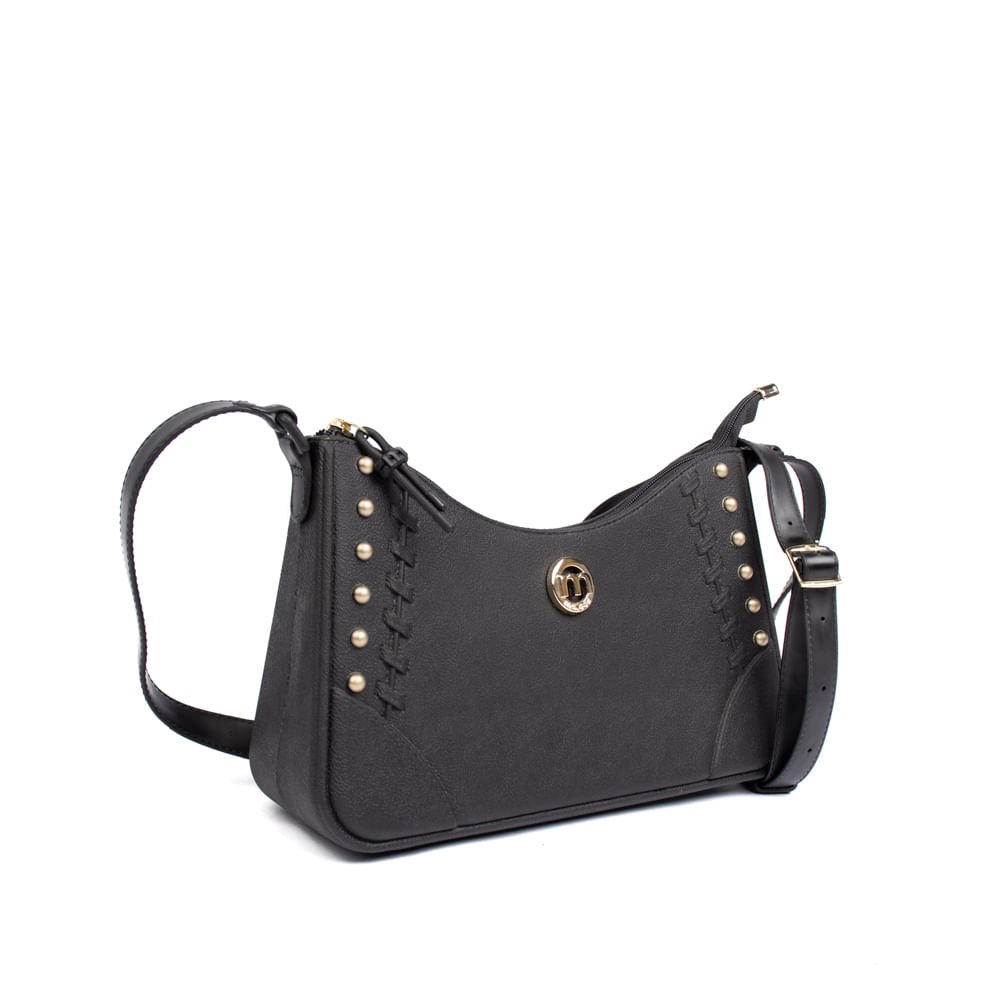 Bolsa Feminina Moleca Transversal Pequena PVC Preto Preto 3