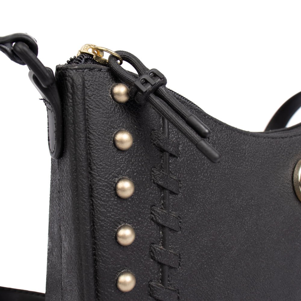 Bolsa Feminina Moleca Transversal Pequena PVC Preto Preto 5
