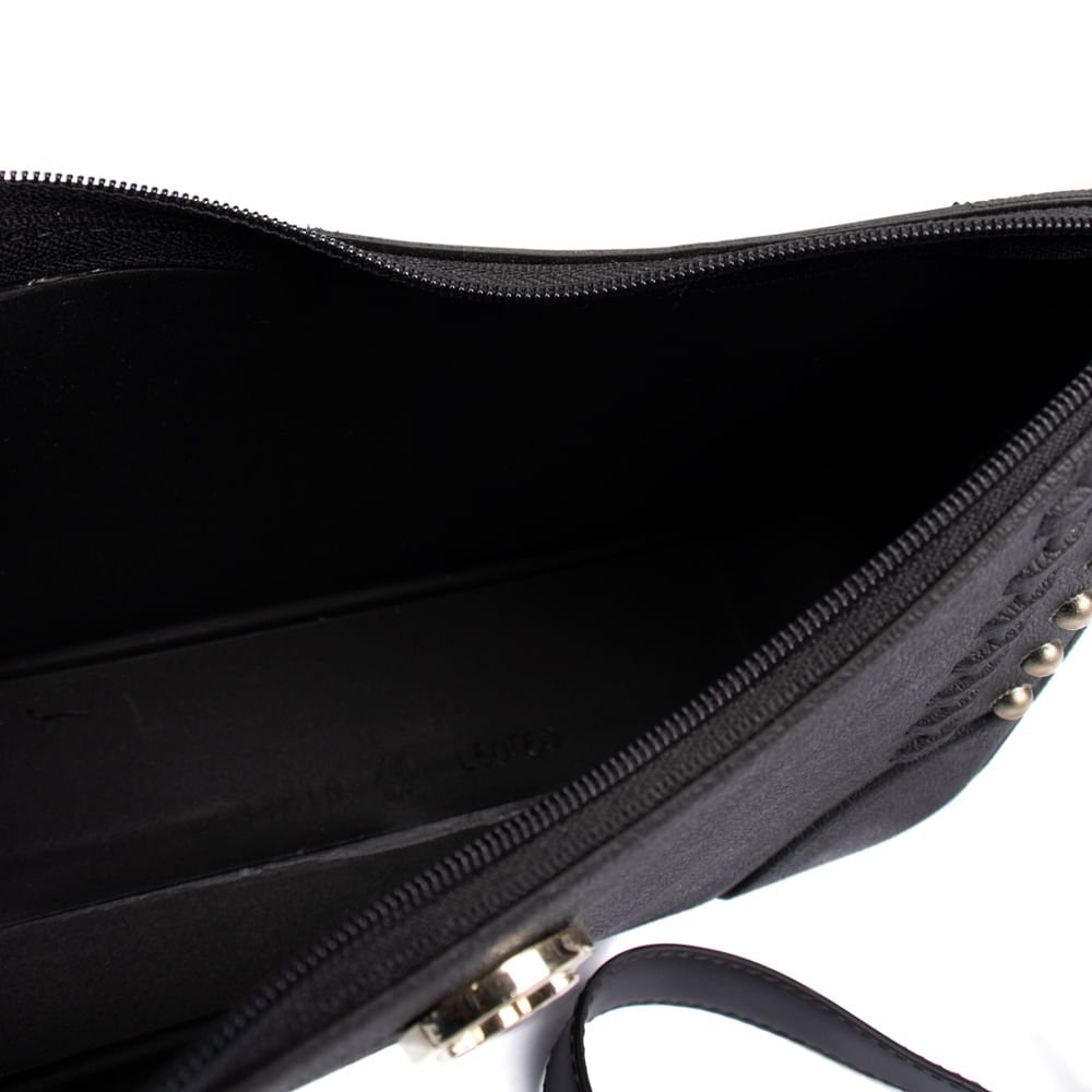 Bolsa Feminina Moleca Transversal Pequena PVC Preto Preto 6
