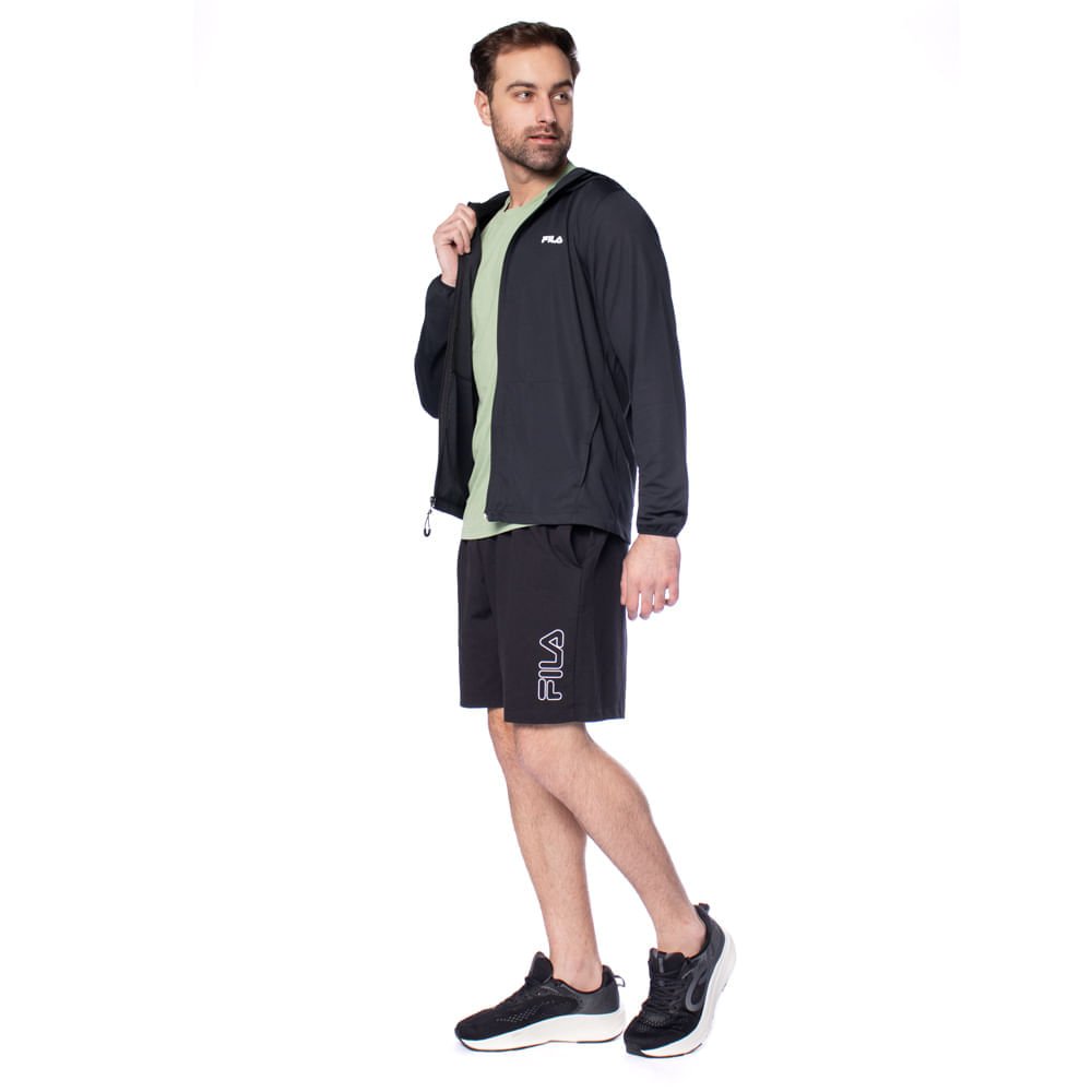 Jaqueta Masculina Fila Flow Sport Capuz Preto Preto 5