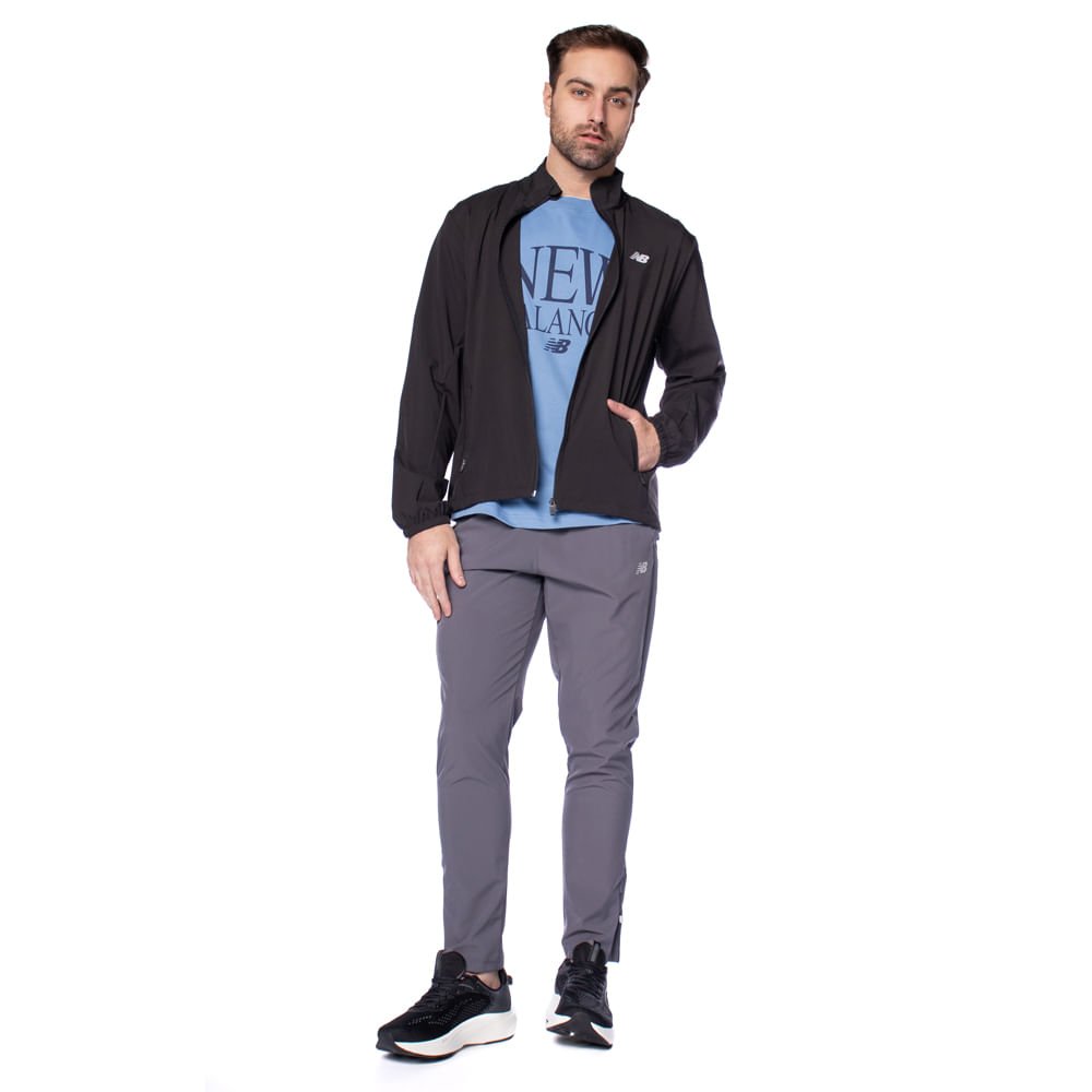 Jaqueta Masculina New Balance Windbreak Preto/Cinza Preto 3