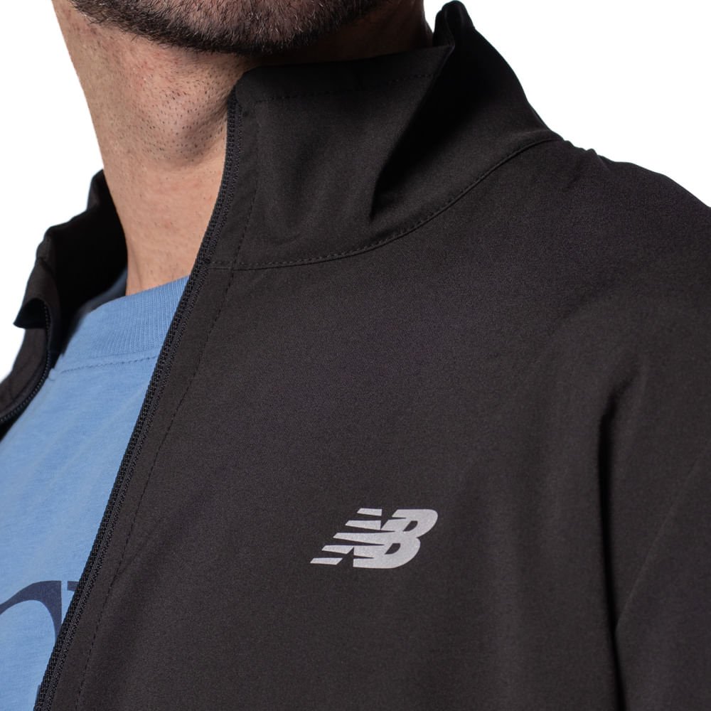 Jaqueta Masculina New Balance Windbreak Preto/Cinza Preto