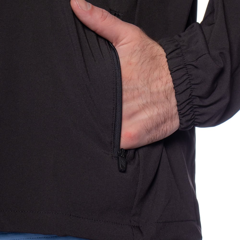 Jaqueta Masculina New Balance Windbreak Preto/Cinza Preto