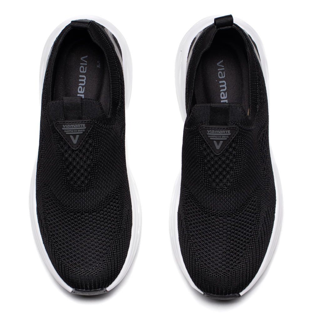 Tênis Feminino Via Marte Slip-On Tech Knit Preto Preto 4