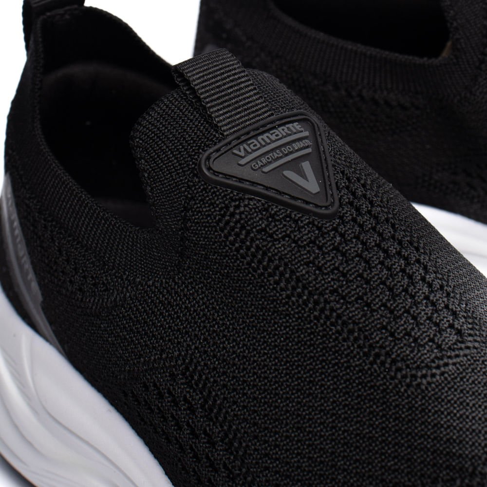 Tênis Feminino Via Marte Slip-On Tech Knit Preto Preto 5