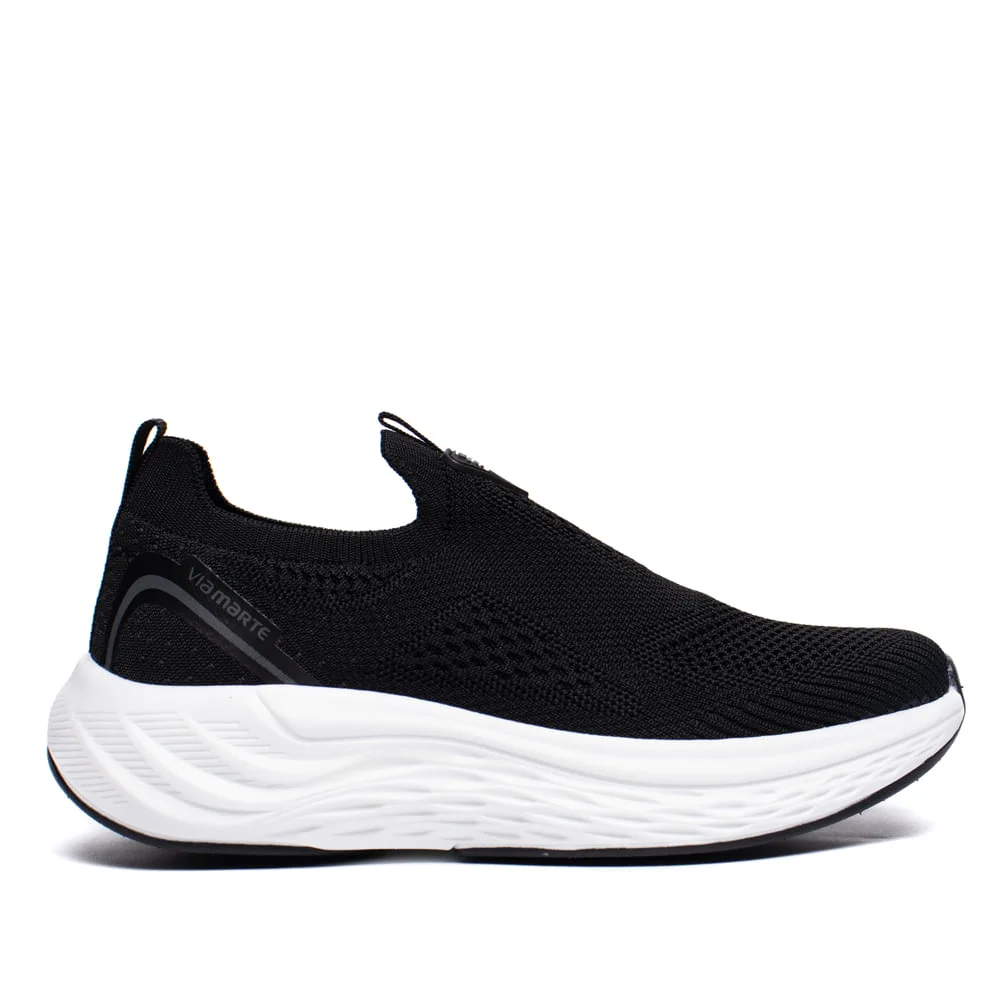 Tênis Feminino Via Marte Slip-On Tech Knit Preto