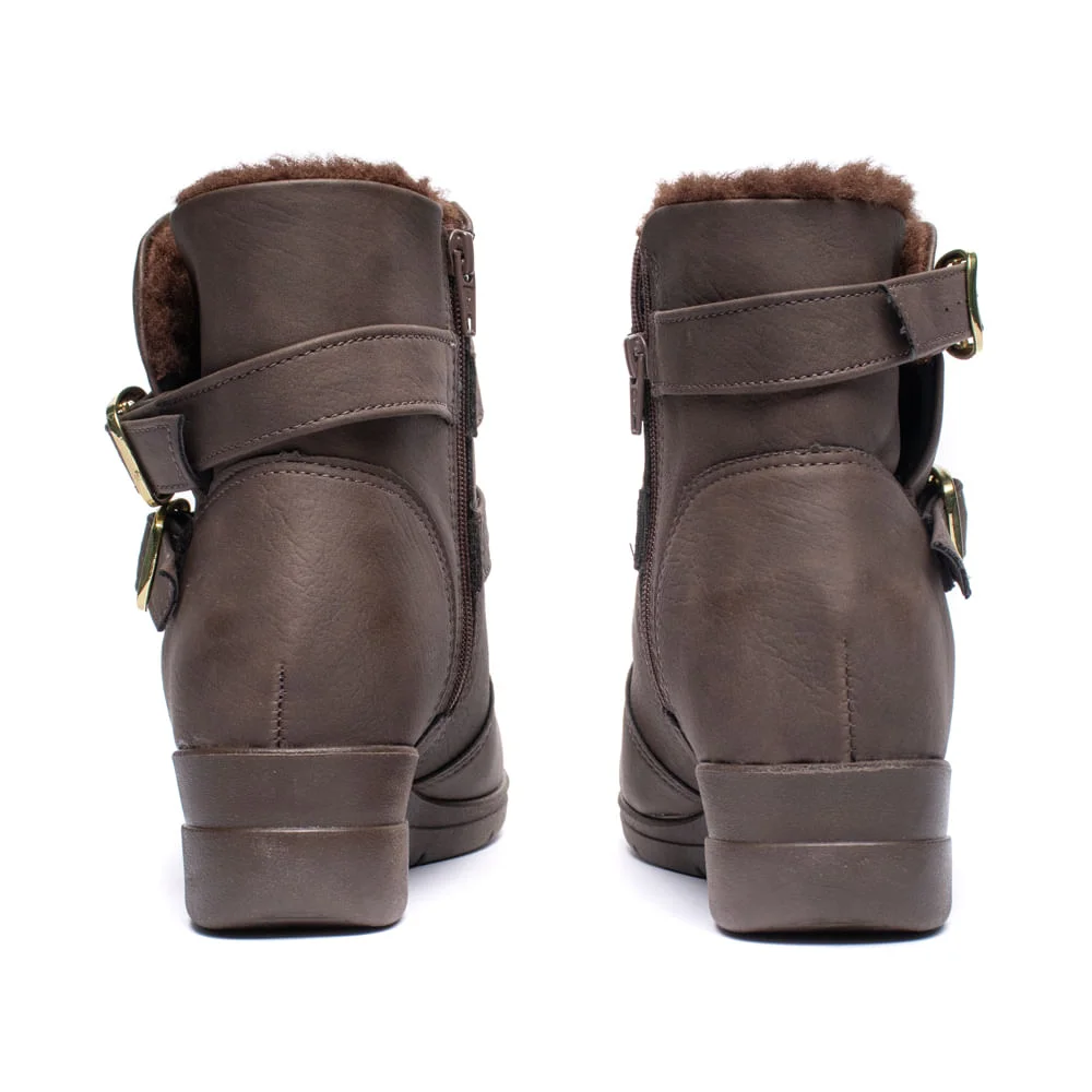 Bota Feminina Modare Anabela Cano Curto Marrom Escuro Marrom Escuro 3