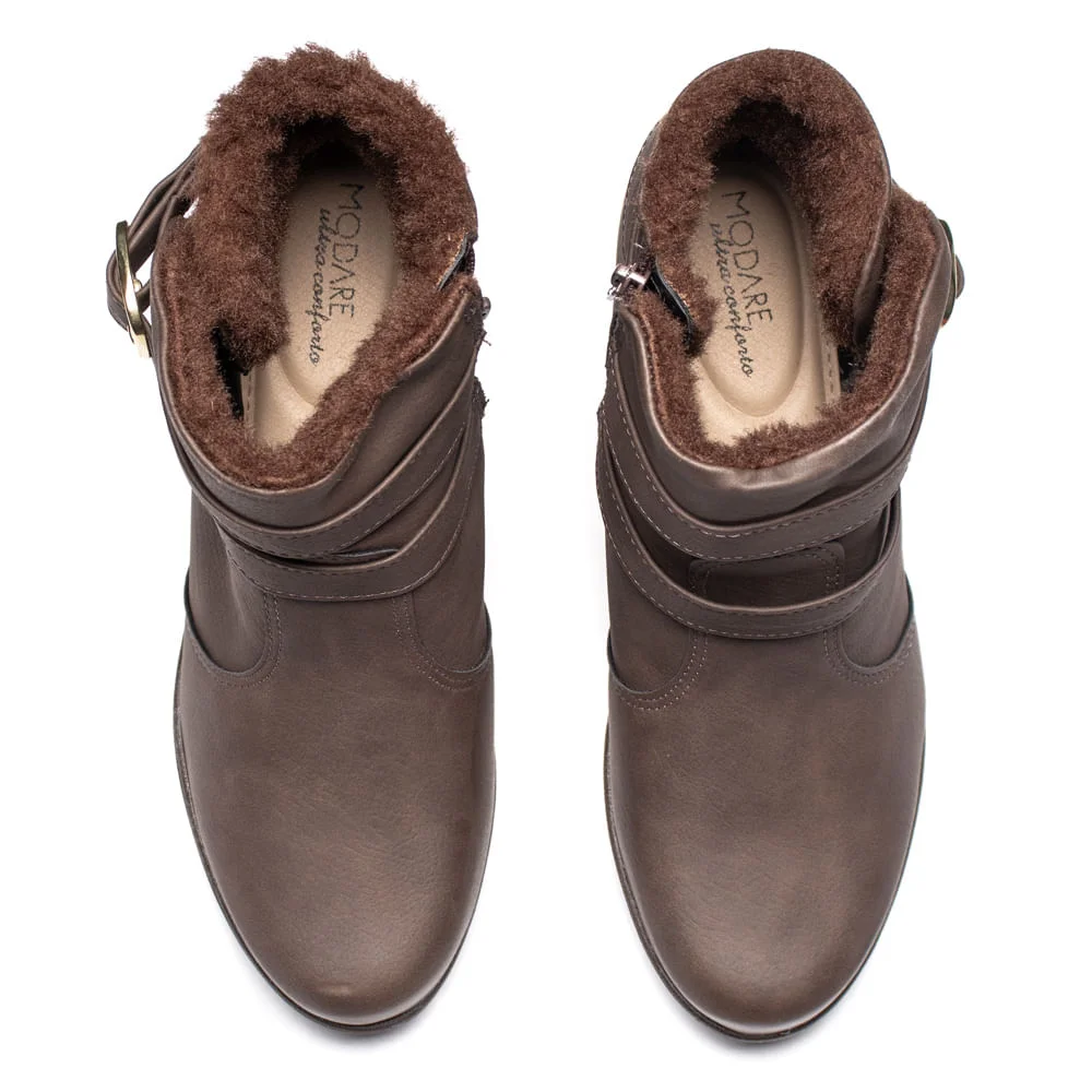 Bota Feminina Modare Anabela Cano Curto Marrom Escuro Marrom Escuro 4