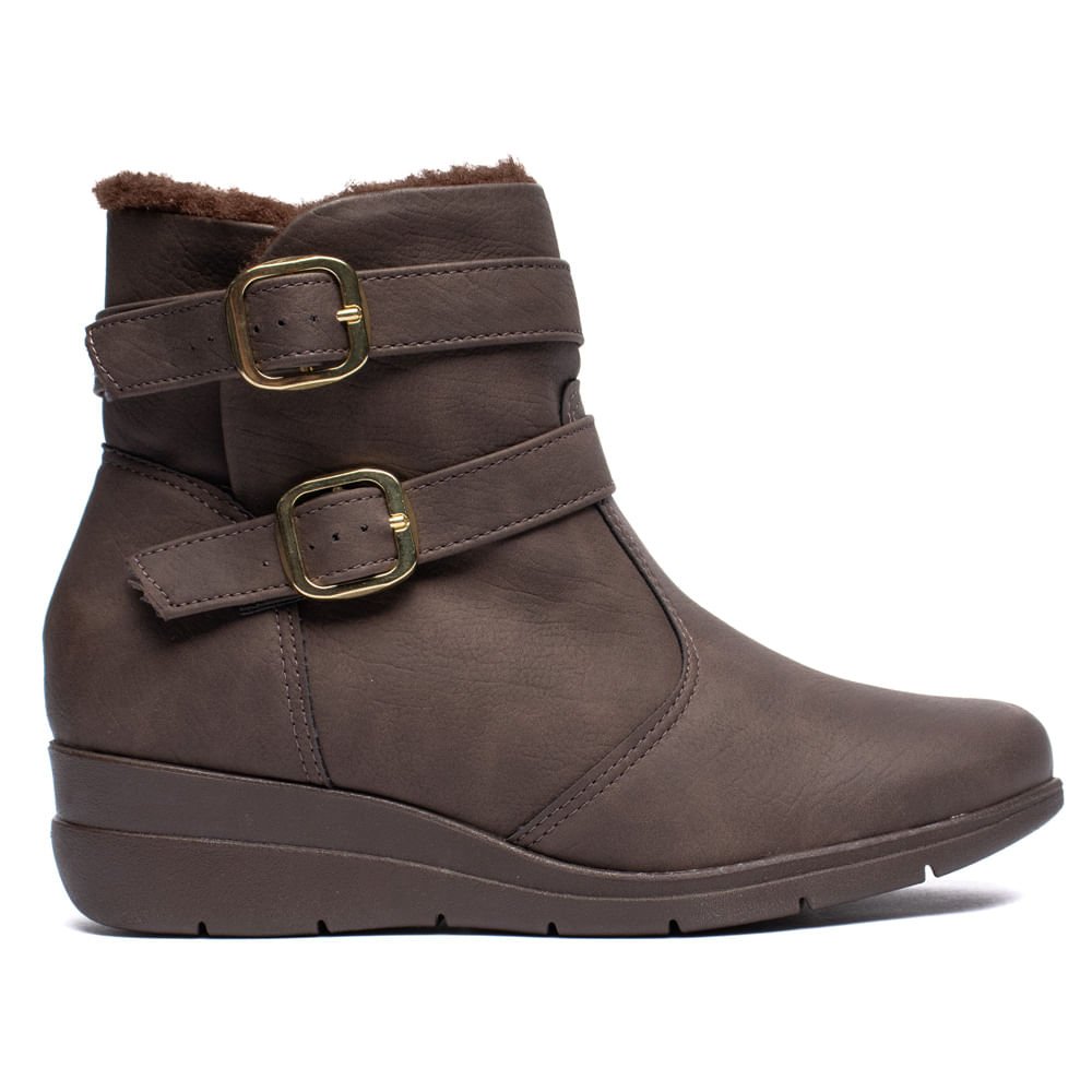 Bota Feminina Modare Anabela Cano Curto Marrom Escuro