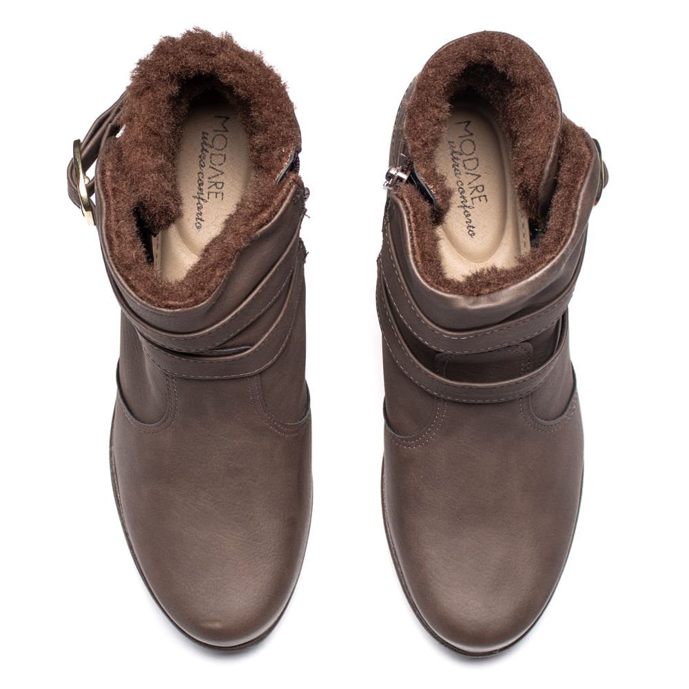 Bota Feminina Modare Anabela Cano Curto Marrom Escuro Marrom Escuro 4