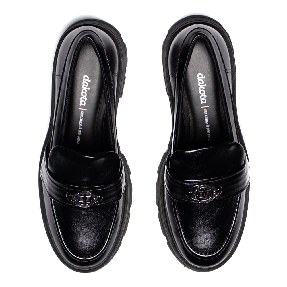 Mocassim Feminino Dakota Napa Tratorado Verniz Preto Preto 4