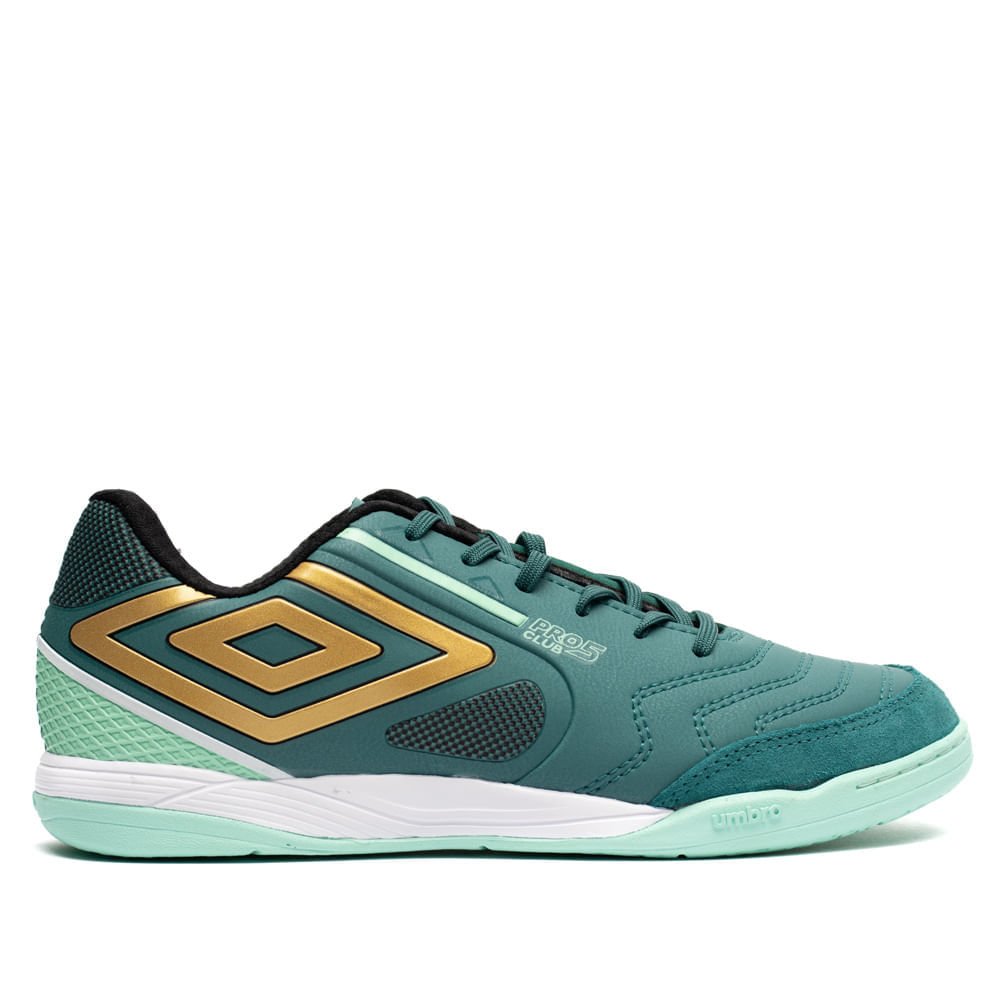 Chuteira Futsal Umbro Pro 5 Bump Club Verde/Dourado
