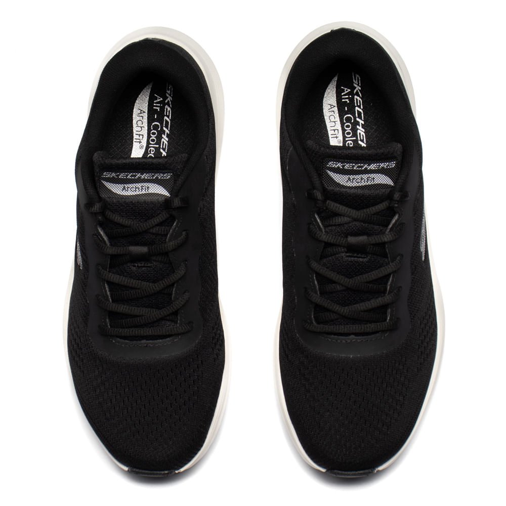 Tênis Masculino Skechers Arch Fit Caminhada Preto/Branco Preto 4