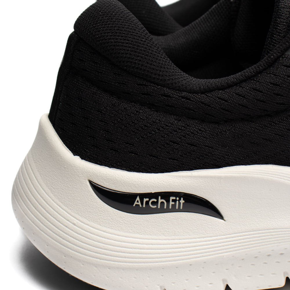 Tênis Masculino Skechers Arch Fit Caminhada Preto/Branco Preto 5