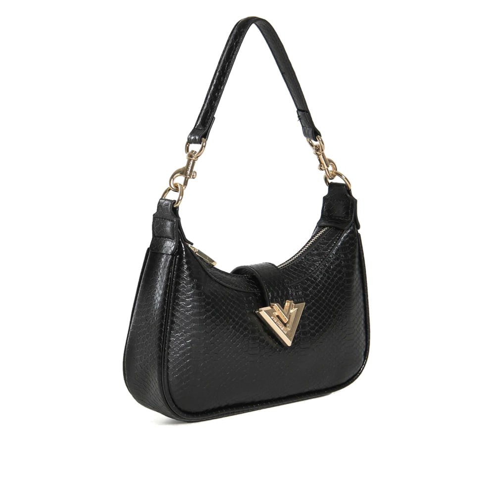 Bolsa Feminina Via Marte Baguete Média Elegante Preto Preto 2