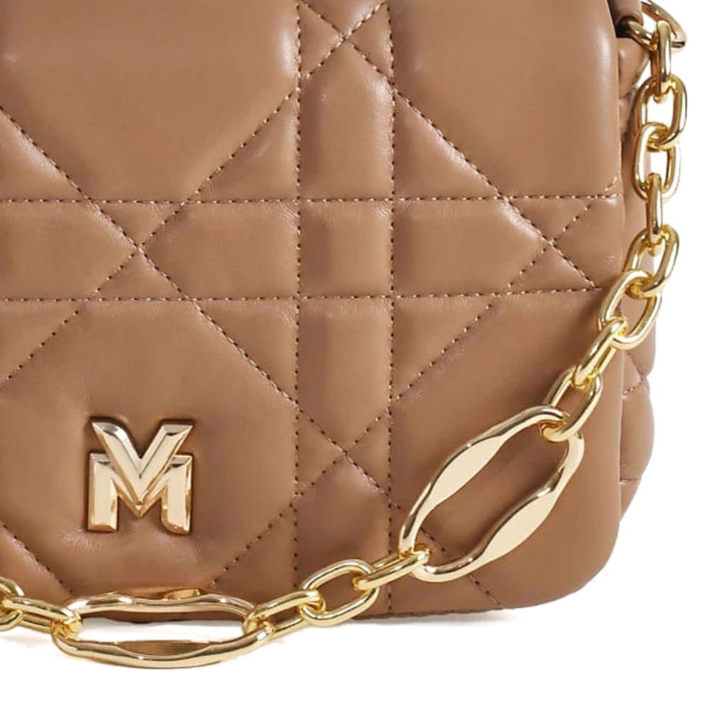 Bolsa Feminina Via Marte Tote Pequena Matelassê Bege Bege 5