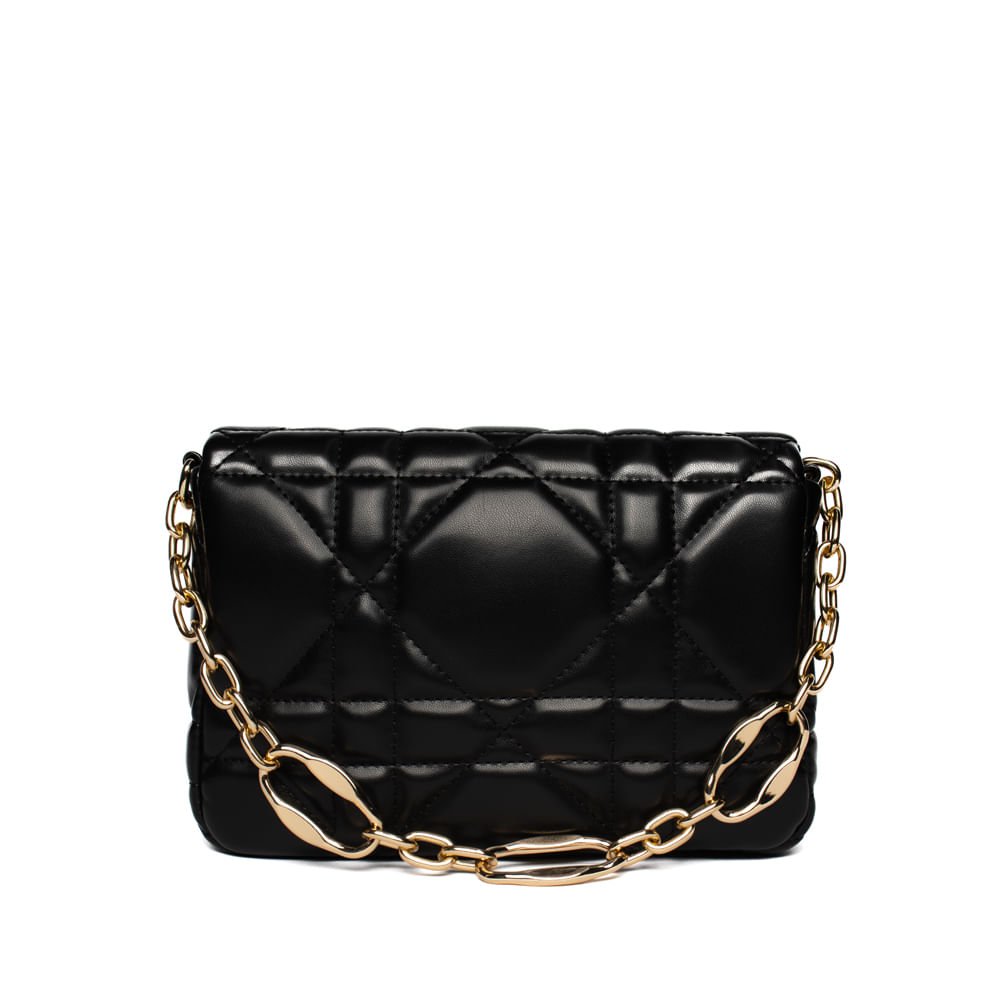Bolsa Feminina Via Marte Tote Pequena Matelassê Preto Preto 2
