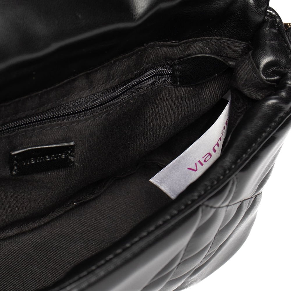 Bolsa Feminina Via Marte Tote Pequena Matelassê Preto Preto 4