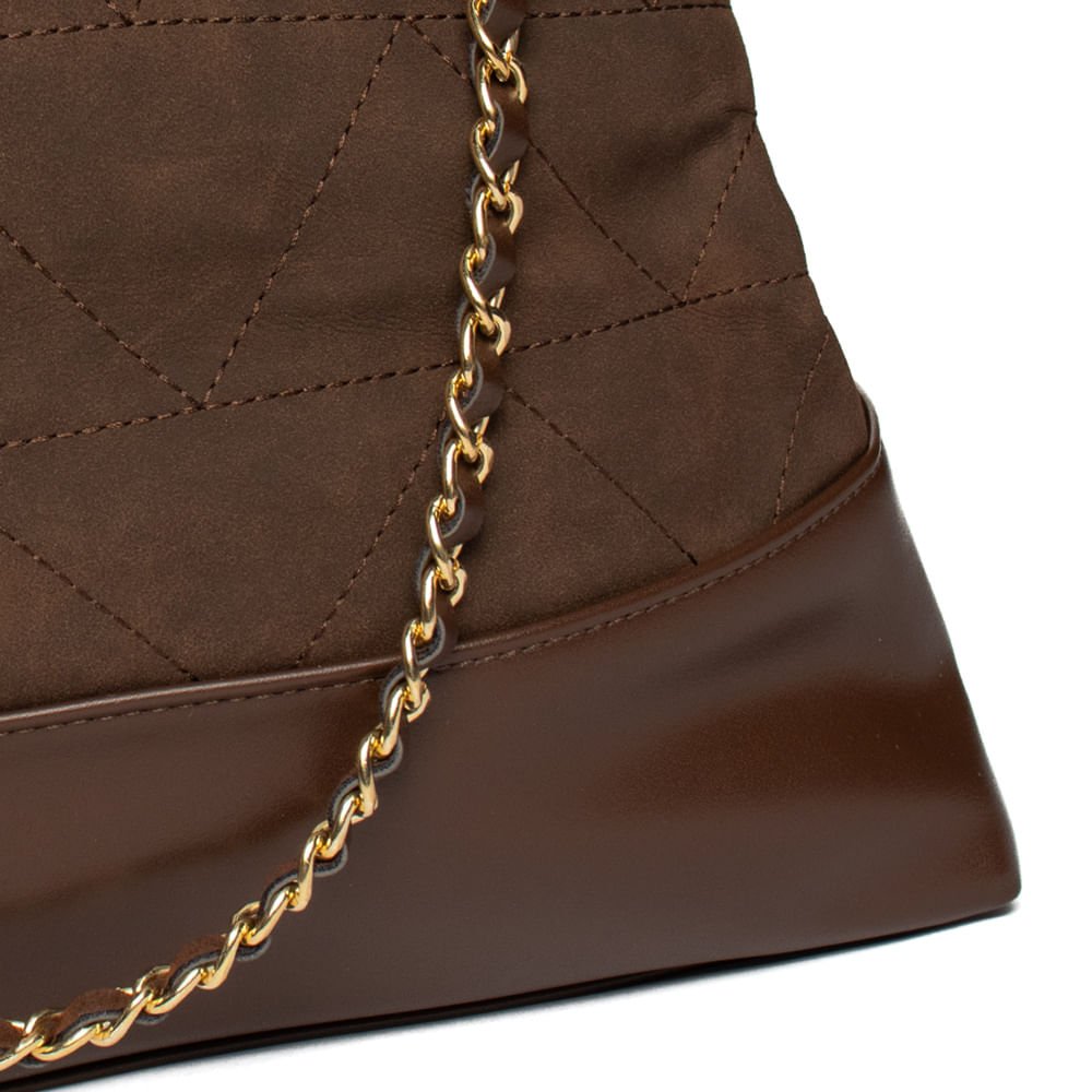 Bolsa Feminina Via Marte Tote Grande Corrente Marrom Marrom 5