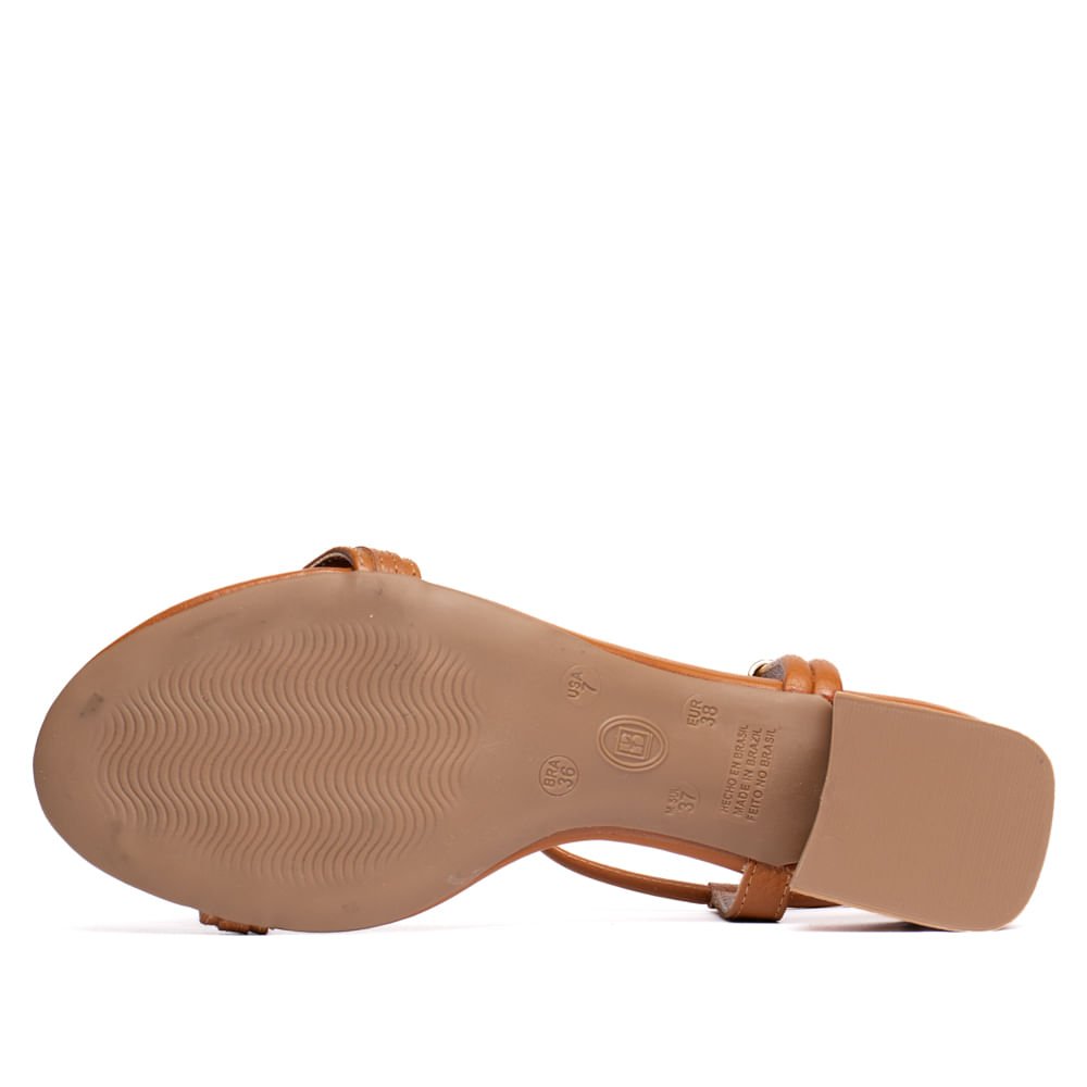 Sandália Feminina Bottero Salto Bloco Detalhe Metal Caramelo Caramelo 2