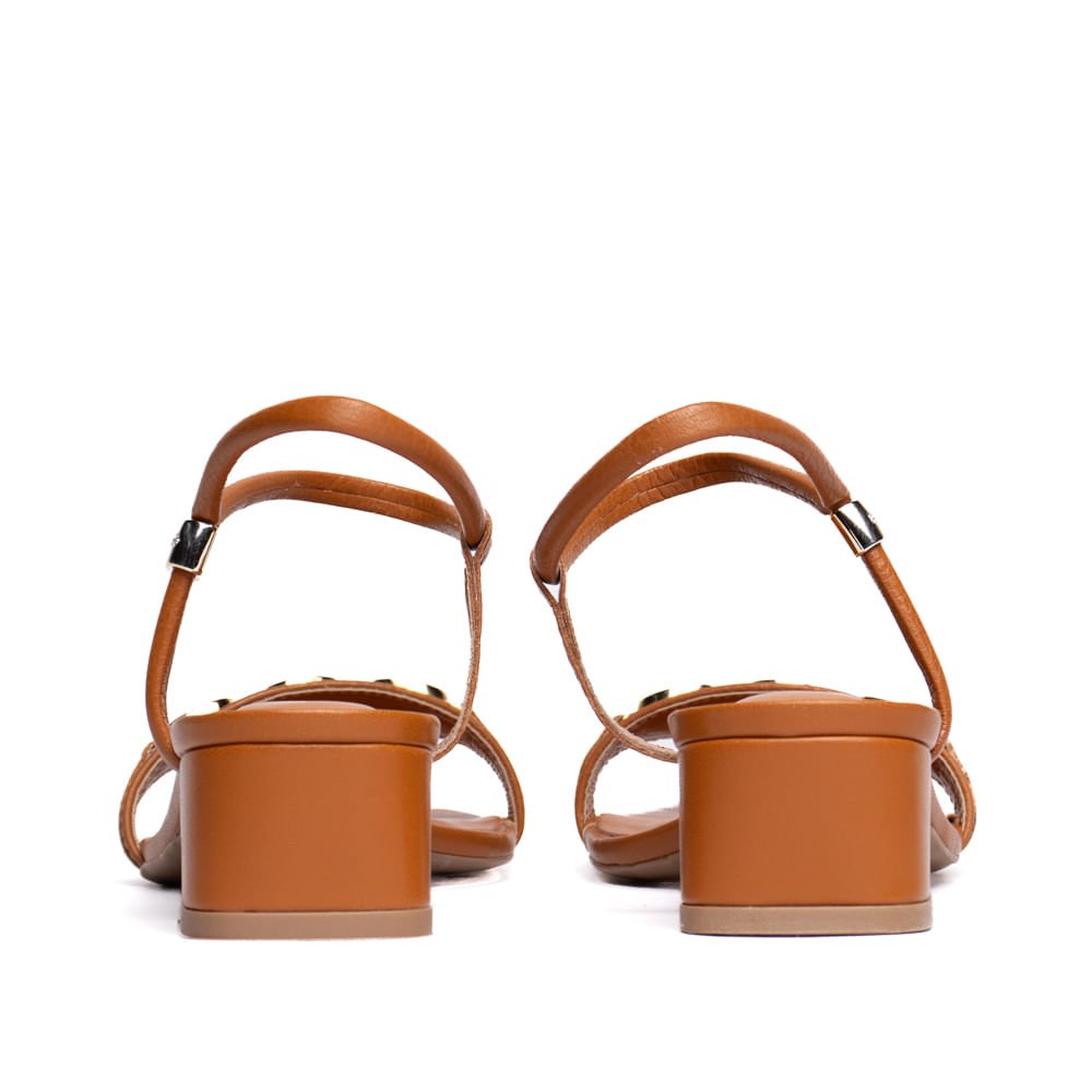 Sandália Feminina Bottero Salto Bloco Detalhe Metal Caramelo Caramelo 3