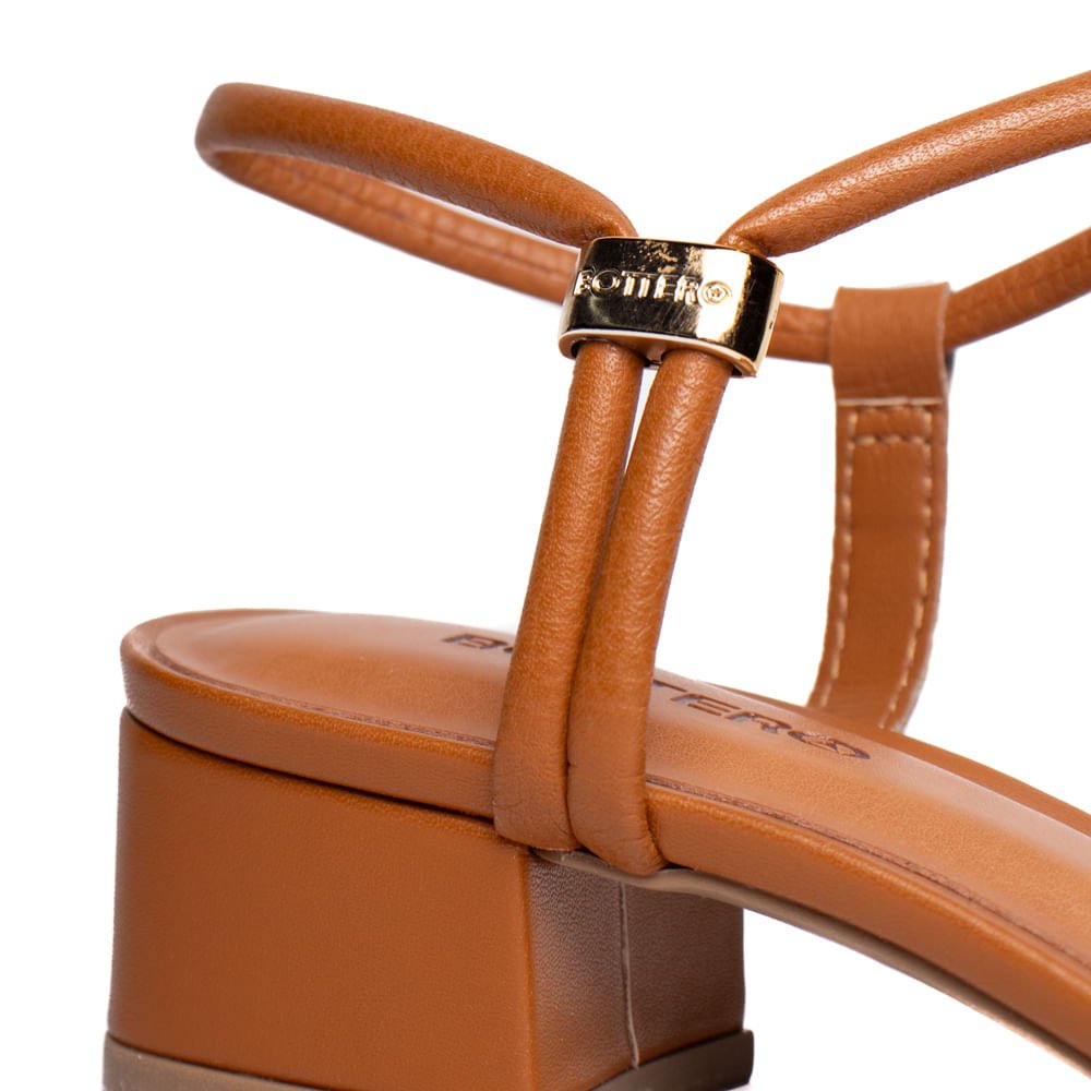 Sandália Feminina Bottero Salto Bloco Detalhe Metal Caramelo Caramelo 6