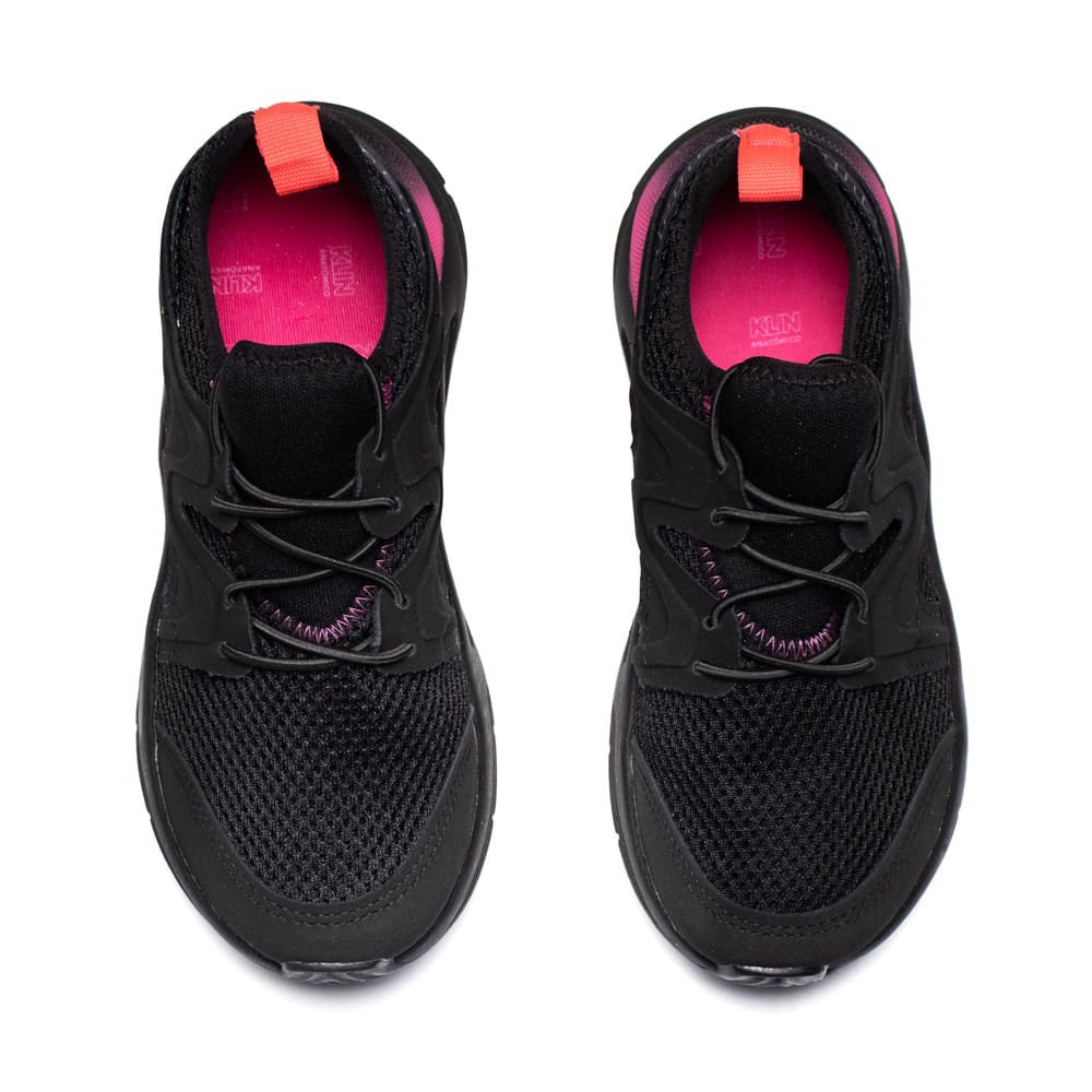 Tênis Infantil Klin New Sport Elástico Preto/Rosa Preto 4