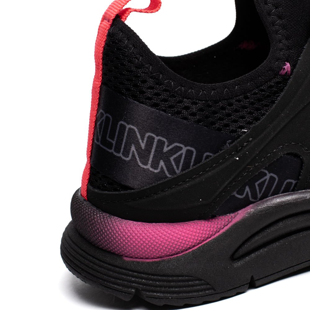 Tênis Infantil Klin New Sport Elástico Preto/Rosa Preto 6