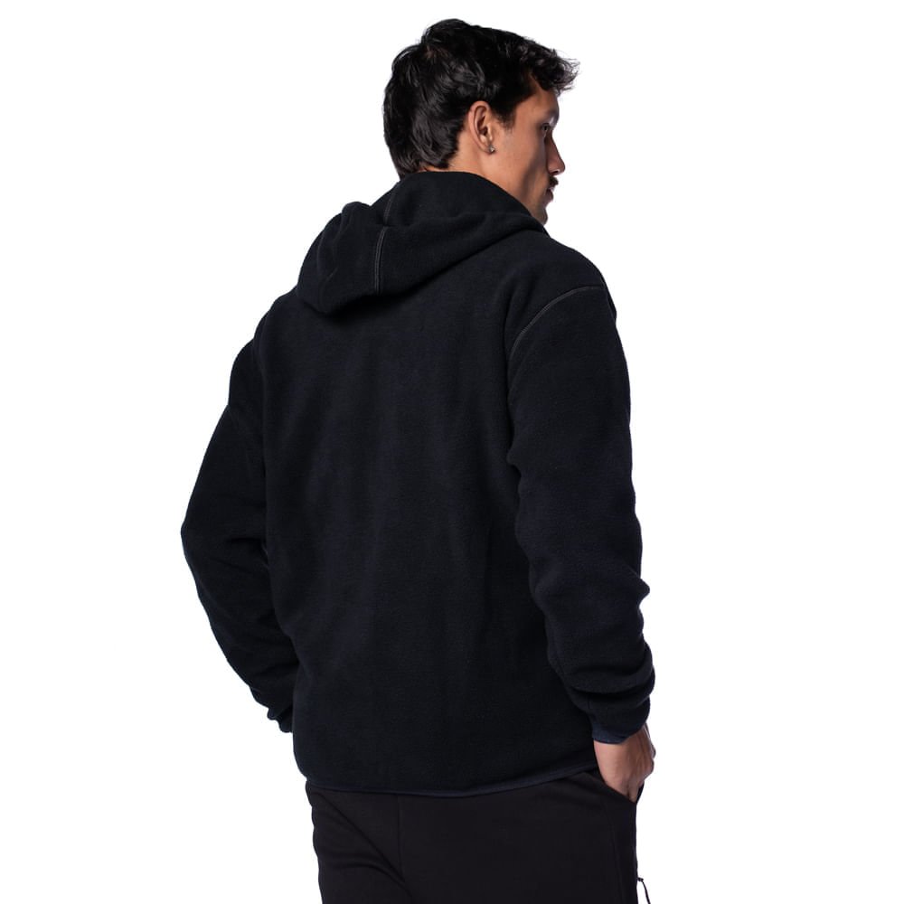Jaqueta Masculina New Balance Fleece Capuz Preto Preto 2