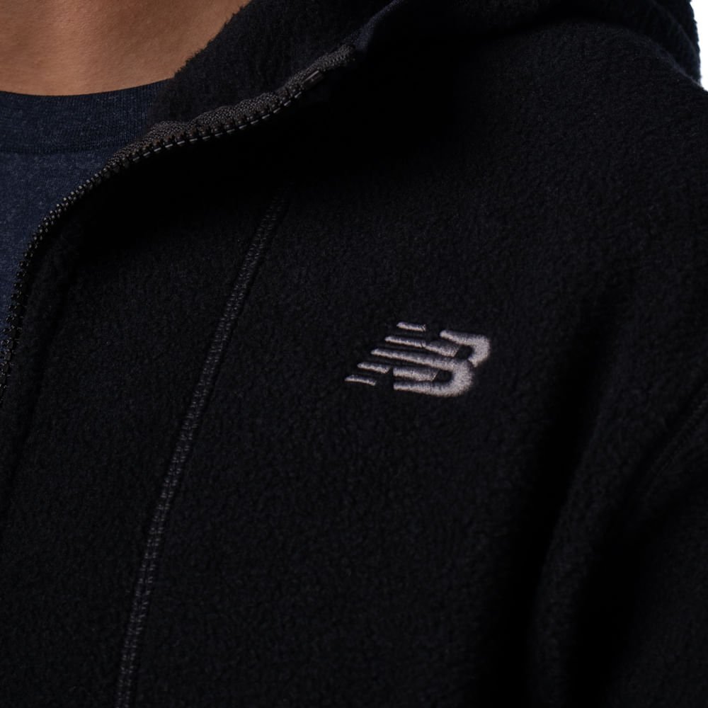 Jaqueta Masculina New Balance Fleece Capuz Preto Preto 3