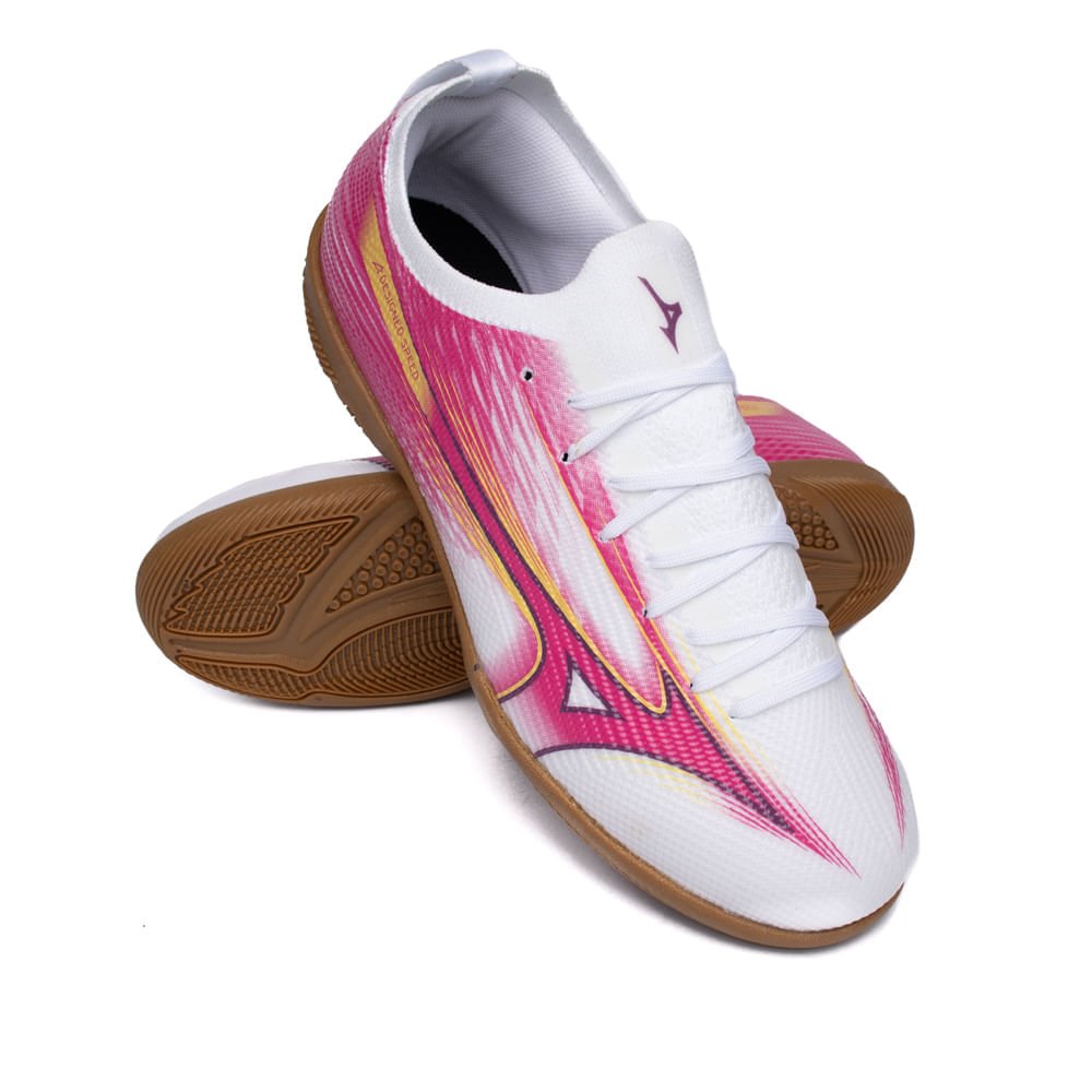 Chuteira Futsal Mizuno Alpha Club In Branco/Pink Branco 5