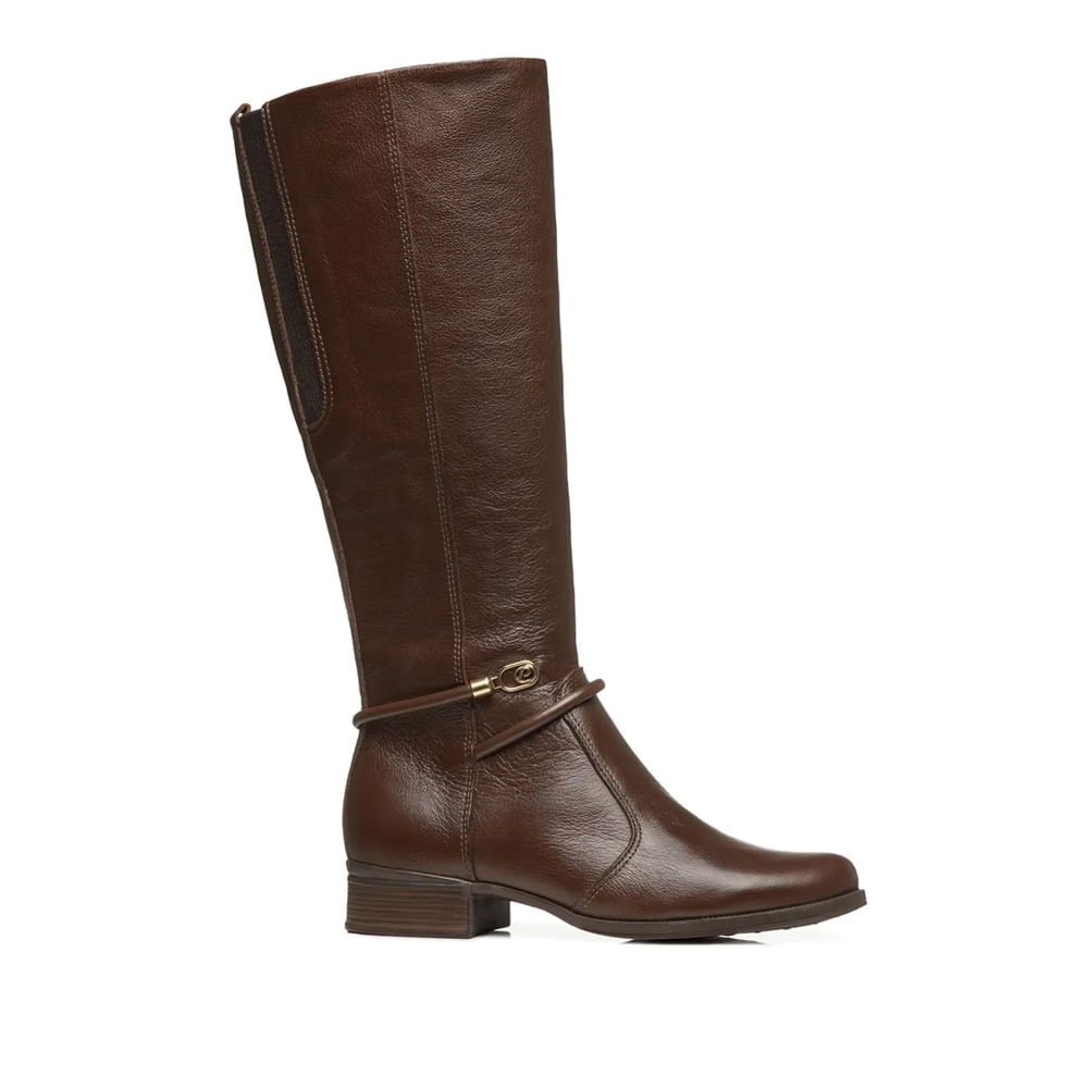 Bota Feminina Pegada Montaria Couro Soft Touch Marrom