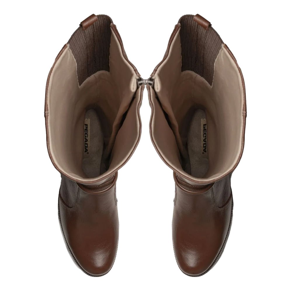 Bota Feminina Pegada Montaria Couro Soft Touch Marrom Marrom 3