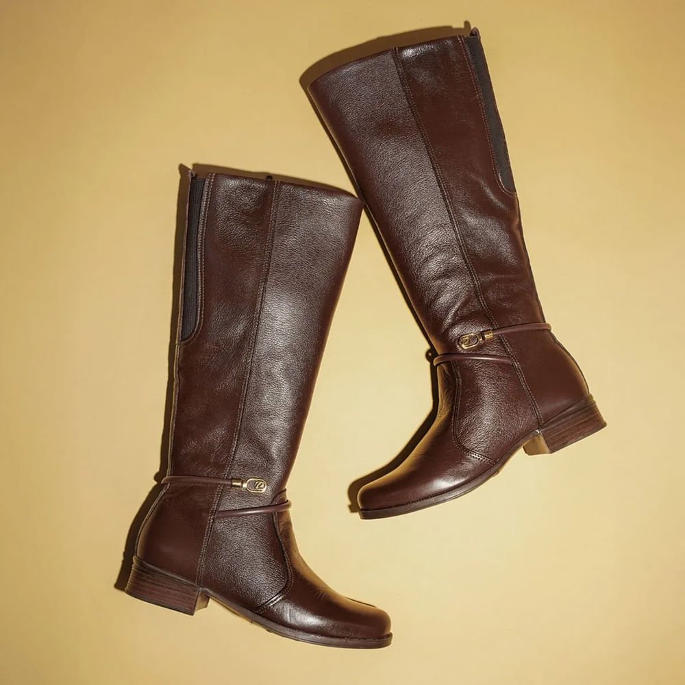 Bota Feminina Pegada Montaria Couro Soft Touch Marrom Marrom 6