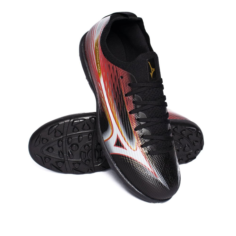 Chuteira Society Mizuno Alpha Club AS Preto/vermelho Preto 5