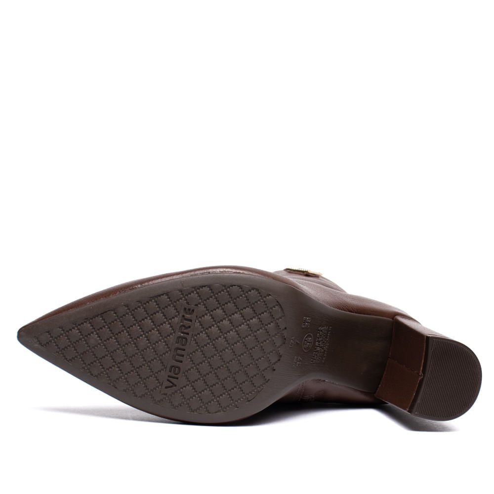 Bota Feminina Via Marte Cano Curto Couro Com Strass Marrom Marrom 2