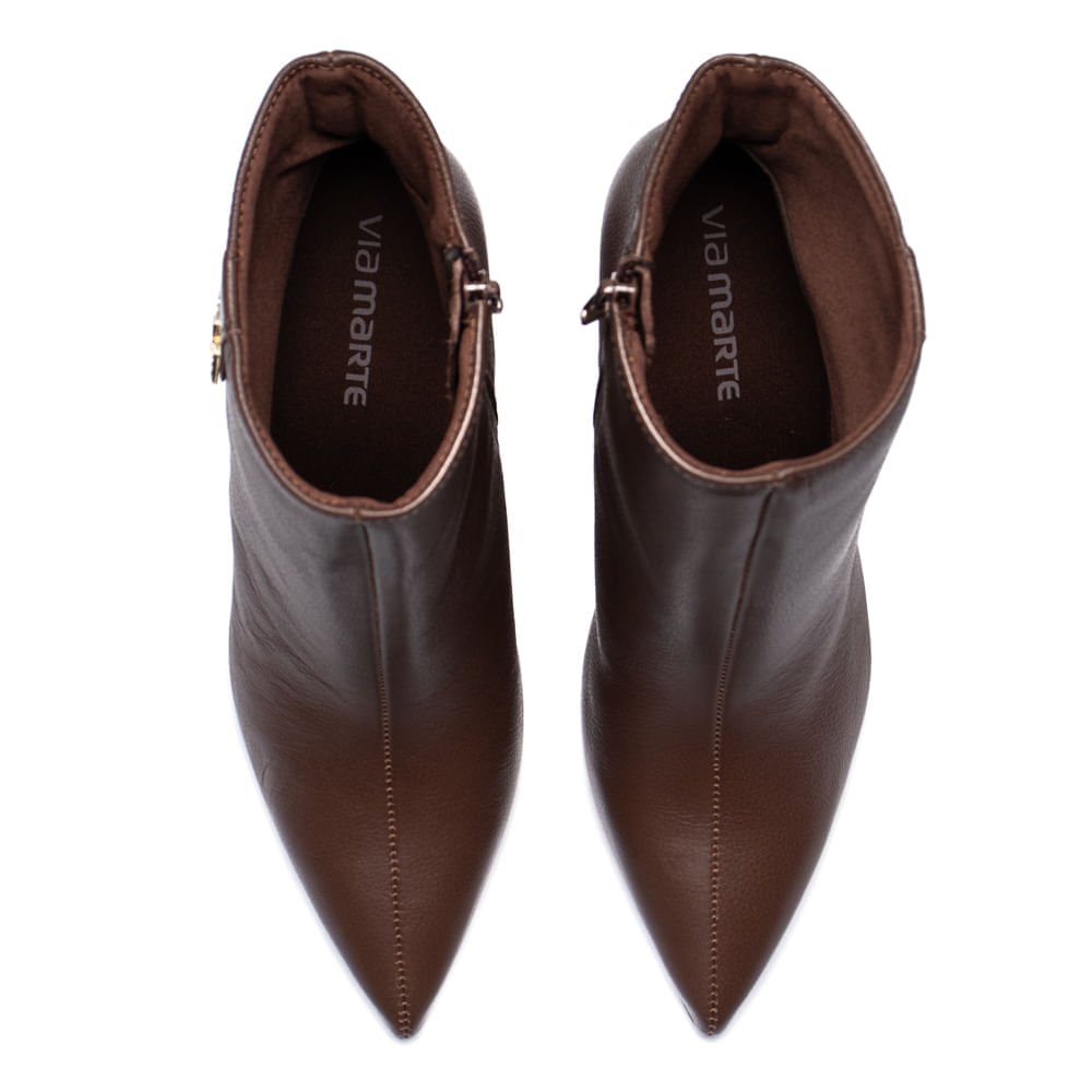 Bota Feminina Via Marte Cano Curto Couro Com Strass Marrom Marrom 4