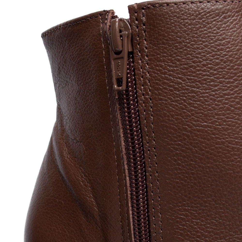 Bota Feminina Via Marte Cano Curto Couro Com Strass Marrom Marrom 5