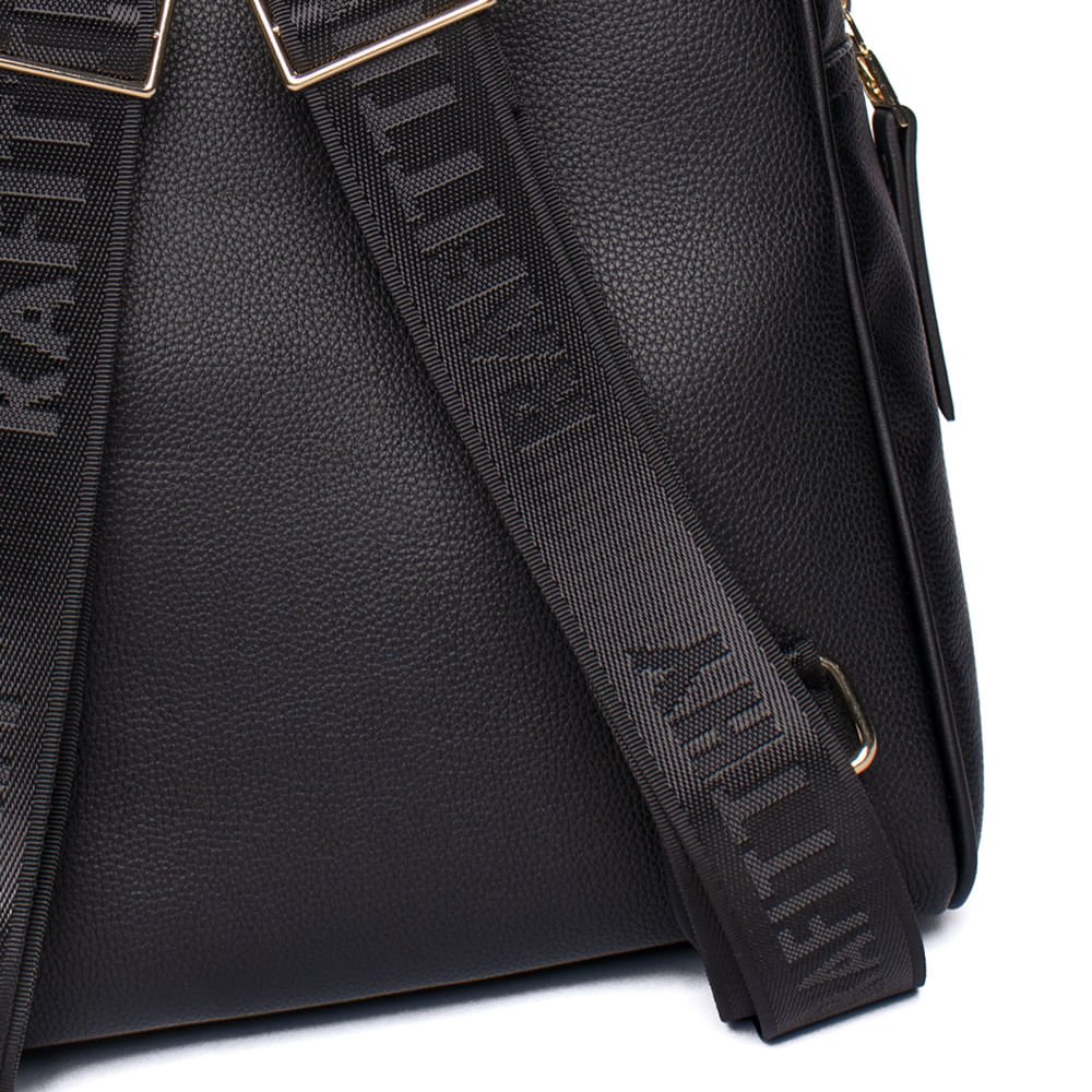 Mochila Feminina Rafitthy Média Gorgurão Preto 3