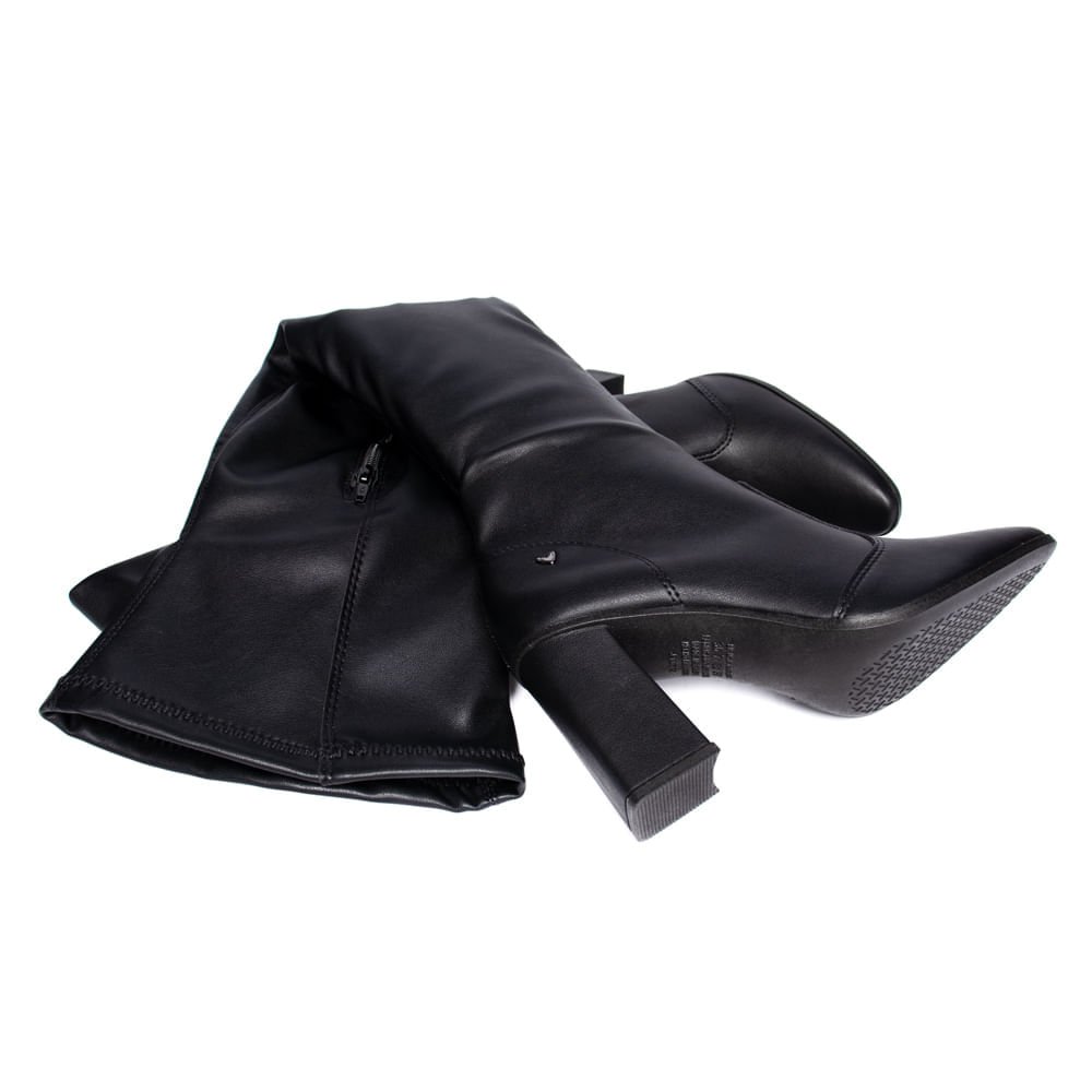 Bota Feminina Mississipi Over The Knee Salto Bloco Preto Preto 5