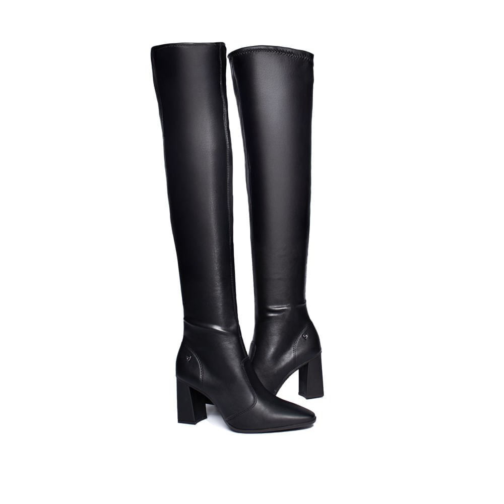 Bota Feminina Mississipi Over The Knee Salto Bloco Preto Preto 6