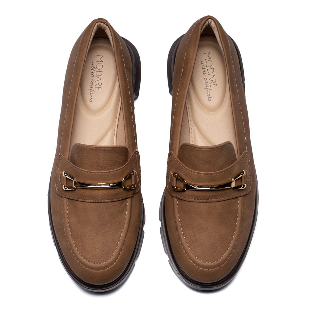 Mocassim Feminino Modare Solado Tratorado Marrom Claro Marrom 4