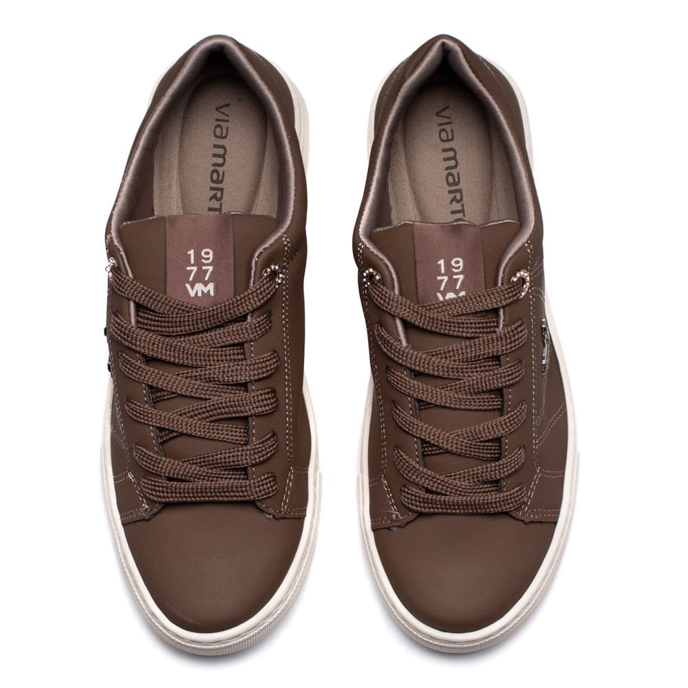 Tênis Feminino Via Marte Nobuck Detalhe Com Strass Marrom Marrom 4