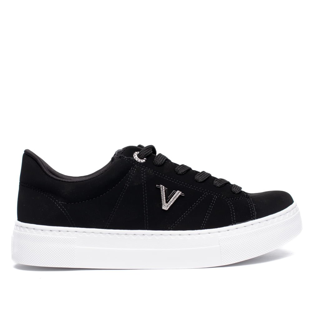 Tênis Feminino Via Marte Nobuck Detalhe Com Strass Preto
