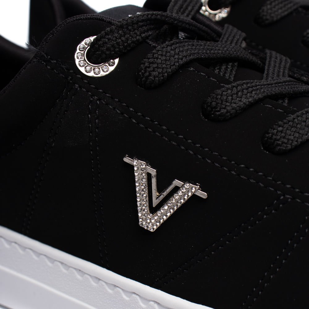 Tênis Feminino Via Marte Nobuck Detalhe Com Strass Preto Preto 6