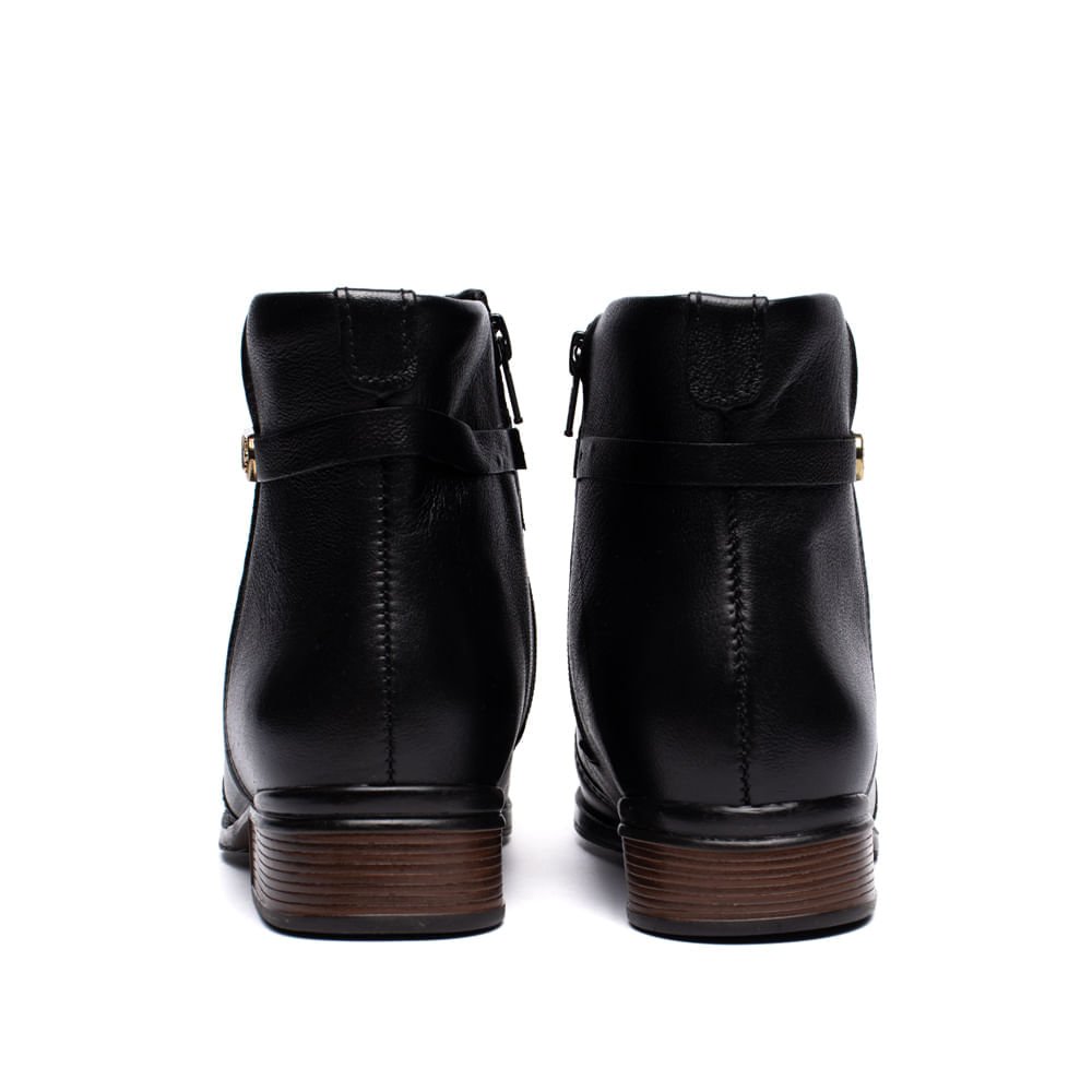 Bota Feminina Pegada Cano Curto Diana Couro Preto Preto 3