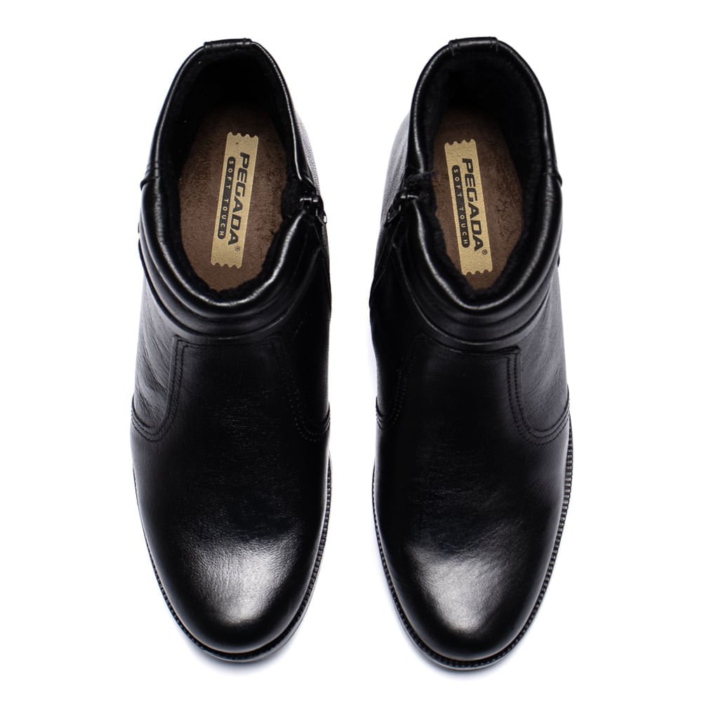 Bota Feminina Pegada Cano Curto Diana Couro Preto Preto 4