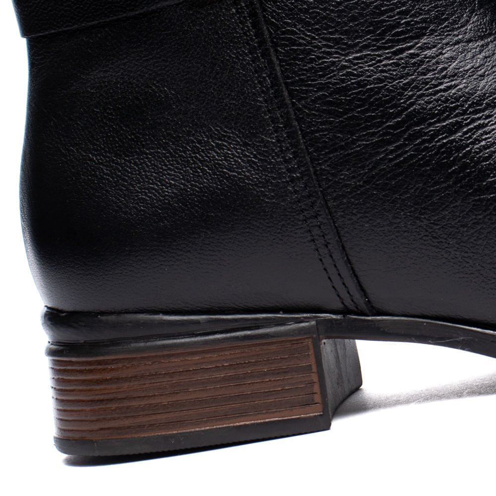 Bota Feminina Pegada Cano Curto Diana Couro Preto Preto 5