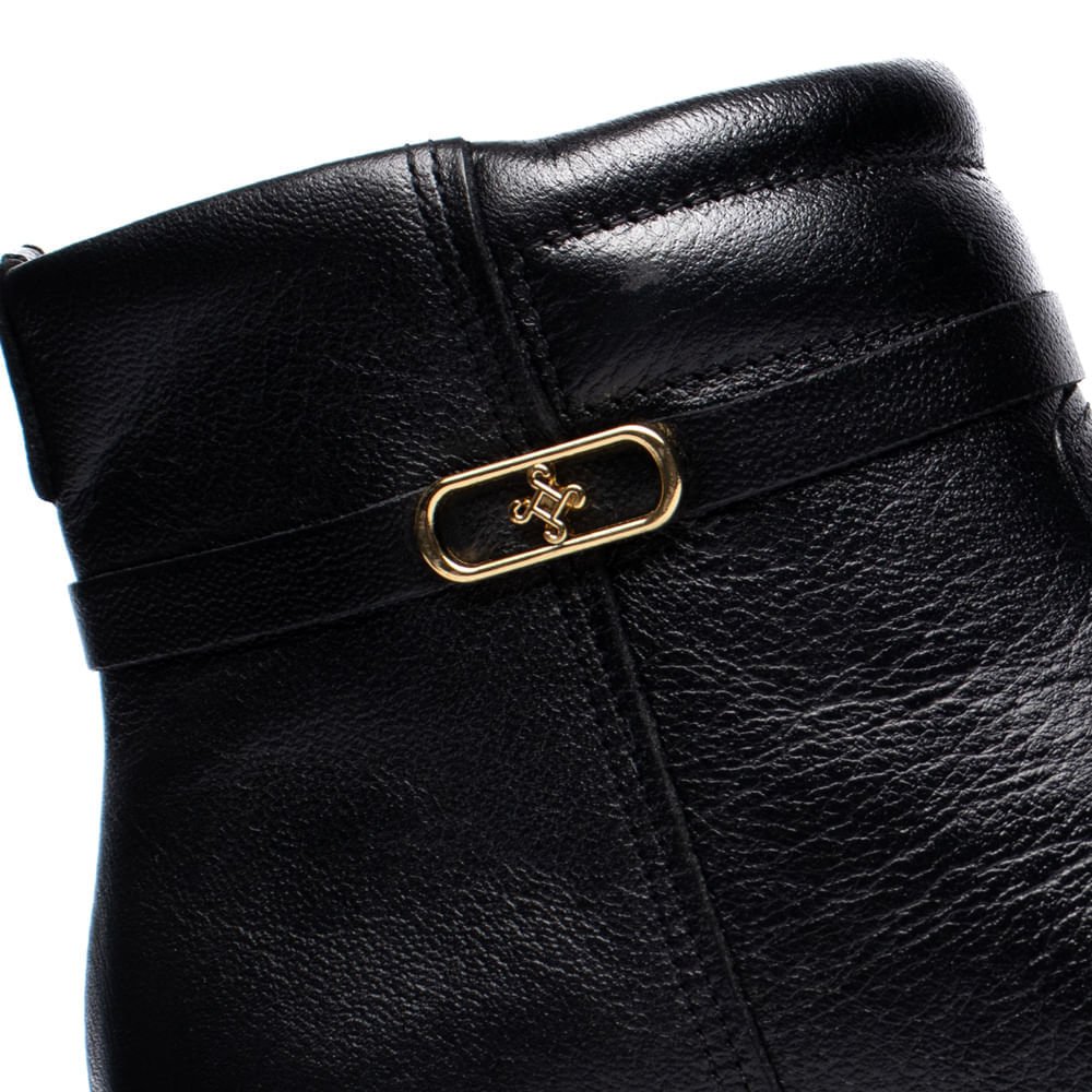 Bota Feminina Pegada Cano Curto Diana Couro Preto Preto 6