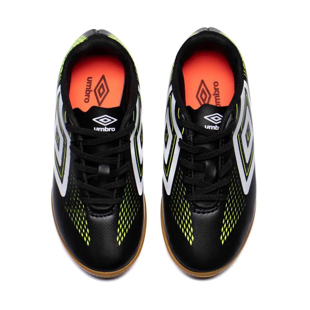 Chuteira Futsal Infantil Umbro Fast Ii Jr Tração Preto/Verde Preto 4